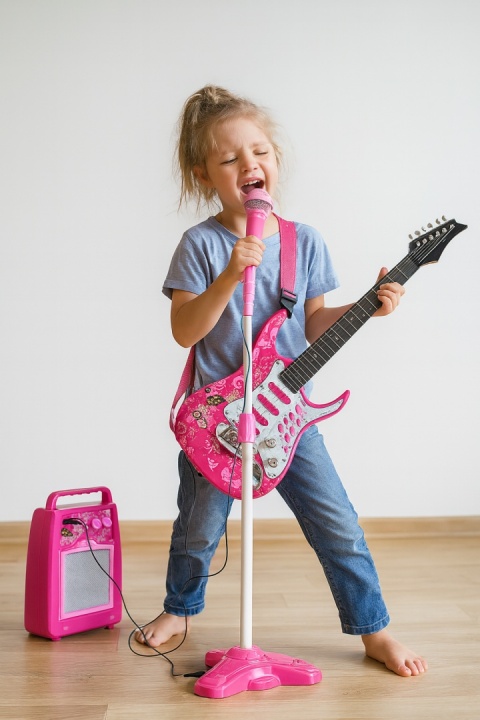 GITARA + MIKROFON + WZMACNIACZ RÓŻ 22407