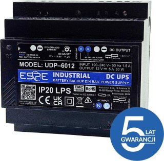 ZASILACZ IMPULSOWY BUFOROWY NA SZYNĘ DIN ESPE UDP-6012 12 V 60 W 5 A