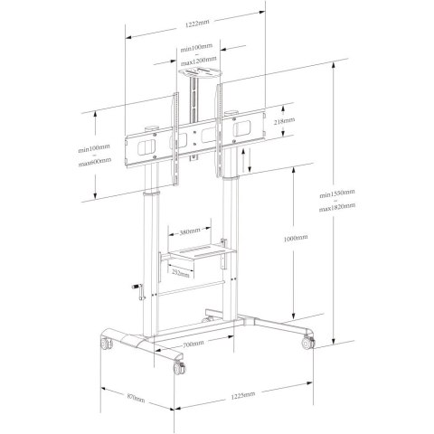 TECHLY STOJAK MOBILNY TV 52-110" 120KG PŁYNNA REGU