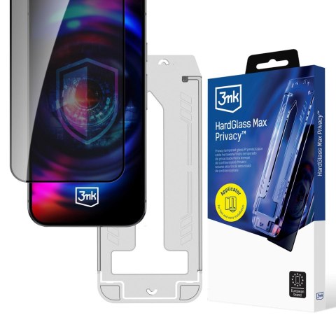 Szkło prywatyzujące z ramką montażową do Apple iPhone 15/16 - 3mk HardGlass Max Privacy