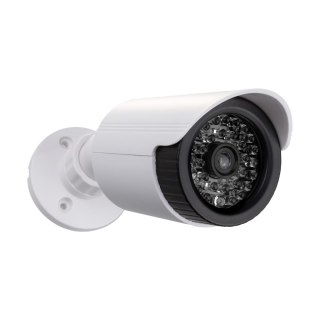 Atrapa kamery tubowej Maclean IR1800 W, diody IR LED, biała, zasilanie 2xAA (brak w zestawie), ABS