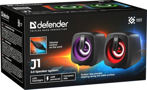 GŁOŚNIKI DEFENDER J1 2.0 6W LED USB CZARNE