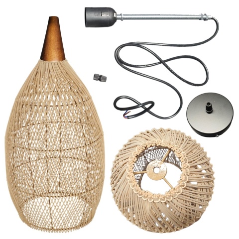 Rustykalna rattanowa lampa wisząca - 35 cm (naturalny kolor)