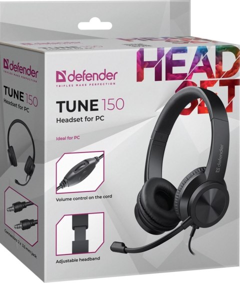 SŁUCHAWKI DEFENDER Z MIKR TUNE 150 CZARNE