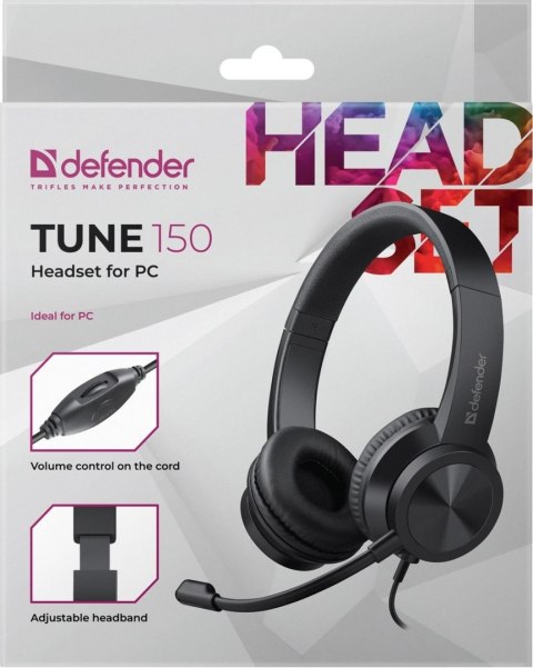 SŁUCHAWKI DEFENDER Z MIKR TUNE 150 CZARNE
