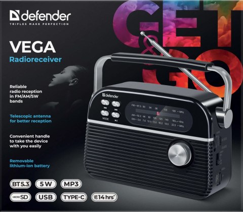 GŁOŚNIK DEFENDER VEGA RADIOODBIORNIK BLUETOOTH 5W