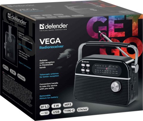 GŁOŚNIK DEFENDER VEGA RADIOODBIORNIK BLUETOOTH 5W