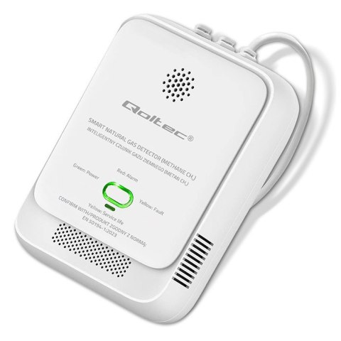 Qoltec Certyfikowany Czujnik wycieku gazu ziemnego | detektor CH4 | NG | alarm 85dB | LED