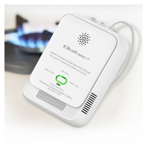 Qoltec Certyfikowany Czujnik wycieku gazu ziemnego | detektor CH4 | NG | alarm 85dB | LED