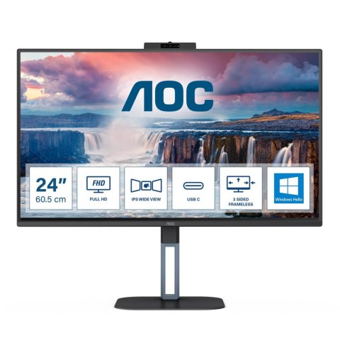 Monitor AOC 23,8" 24V5CW/BK HDMI DP USB-C głośniki 5Wx2 Monitor AOC 23,8" 24V5CW/BK HDMI DP USB-C głośniki 5Wx2