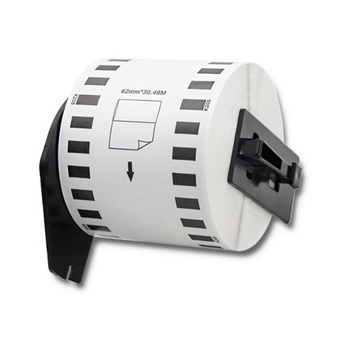 Taśma Qoltec do BROTHER DK-22205 | 62mm x 30,48m | Biała/ Czarny nadruk | Rolka z uchwytem Taśma Qoltec do BROTHER DK-22205 | 62mm x 30,48m | Biała/ Czarny nadruk | Rolka z uchwytem