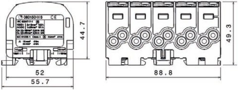 Blok rozdzielczy - odgałęźny Al/Cu 80150 SIMBLOCK sza/nie/zie SCB 25-5X 81500020