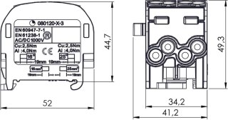 Blok rozdzielczy - odgałęźny SCB 25-2 Al/Cu 80120 SIMBLOCK niebieski 81505003