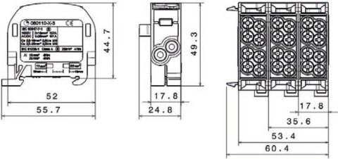 Blok rozdzielczy odgałęźny SCB 25 Al/Cu 80110 SIMBLOCK, szary 81501002