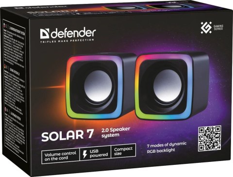 GŁOŚNIKI DEFENDER SOLAR 7 2.0 6W LED USB