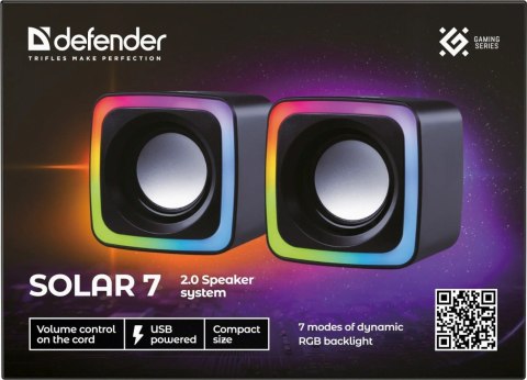 GŁOŚNIKI DEFENDER SOLAR 7 2.0 6W LED USB