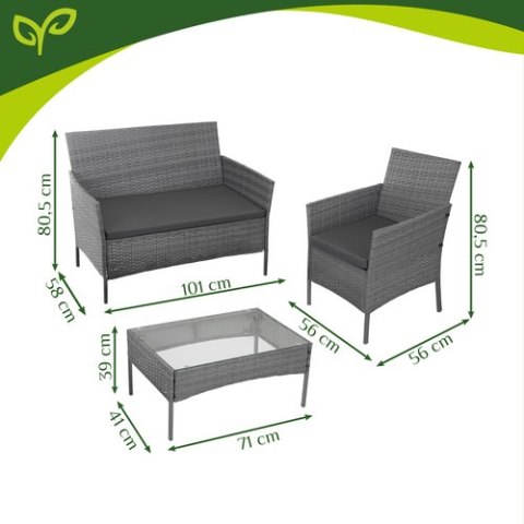 Meble ogrodowe rattanowe antracyt Gardlov 26907