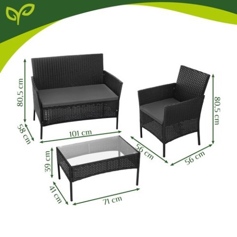 Meble ogrodowe rattanowe czarne Gardlov 26908