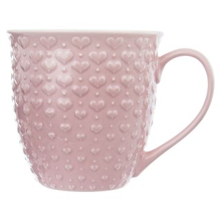 Kubek do Kawy i Herbaty Duży Ceramiczny 580 ml ORION Różowy z Serduszkami