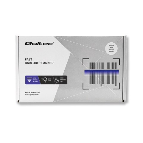 Qoltec Laserowy czytnik kodów kreskowych 1D USB Czarny