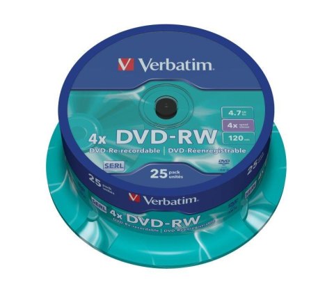 DVD-RW Verbatim 4x 4.7GB (Cake 25) MATT SILVER DVD-RW Verbatim 4x 4.7GB (Cake 25) MATT SILVER