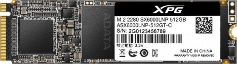 Dysk SSD ADATA XPG SX6000 Lite 512GB M.2 PCIe NVMe (1800/1200 MB/s) 2280, 3D NAND Dysk SSD ADATA XPG SX6000 Lite 512GB M.2 PCIe NVMe (1800/1200 MB/s) 2280, 3D NAND