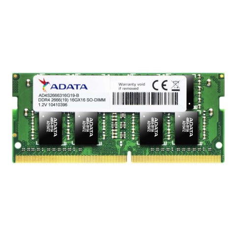 Pamięć SODIMM DDR4 ADATA Premier 16GB (1x16GB) 2666MHz CL19 1,2V Single Pamięć SODIMM DDR4 ADATA Premier 16GB (1x16GB) 2666MHz CL19 1,2V Single