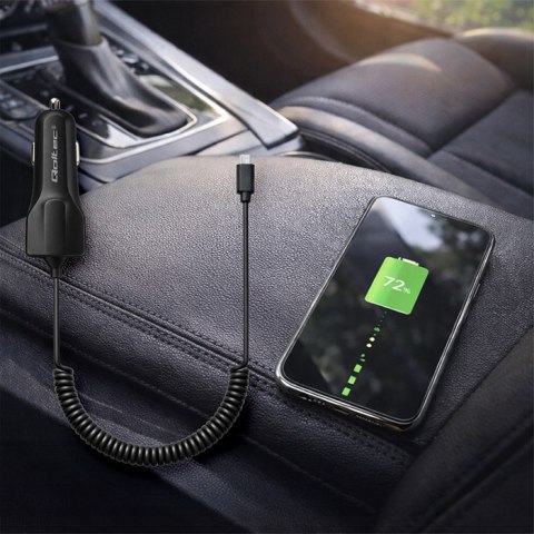 Qoltec Ładowarka samochodowa 12-24V | 17W | 5V | 3.4A | USB + kabel Micro USB