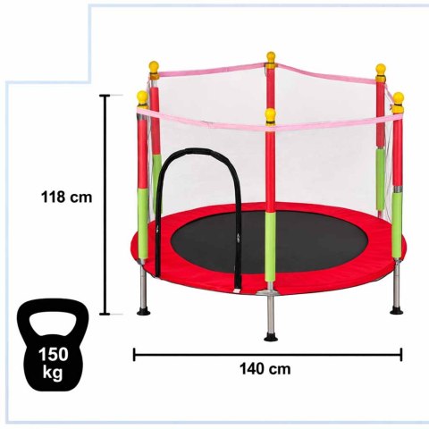 Trampolina ogrodowa dla dzieci 140cm czerwona
