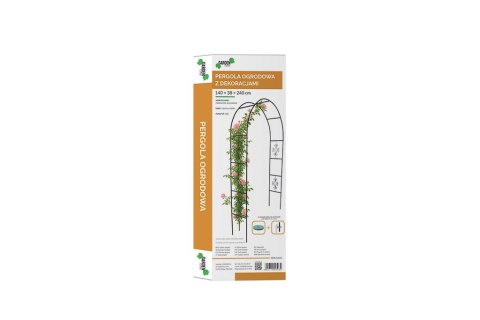 Pergola ogrodowa metalowa łuk uchwyt na róże kwiaty pnącza 240cm zielony