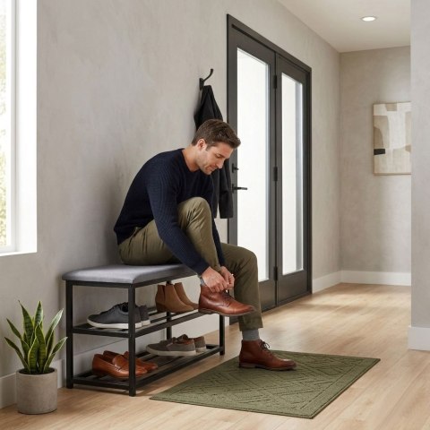 Szafka na buty z siedziskiem regał ławka tapicerowana 80 cm 2 półki ModernHome
