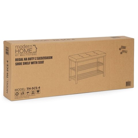 Szafka na buty z siedziskiem regał ławka tapicerowana 80 cm 2 półki ModernHome
