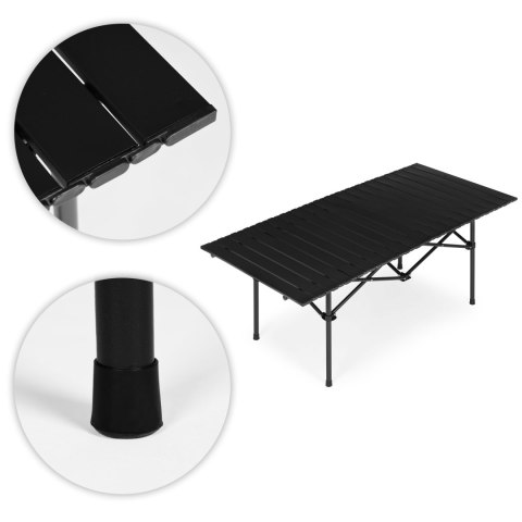 Stolik turystyczny składany 120x55 cm kempingowy z torbą czarny MultiGarden