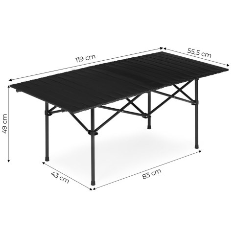 Stolik turystyczny składany 120x55 cm kempingowy z torbą czarny MultiGarden