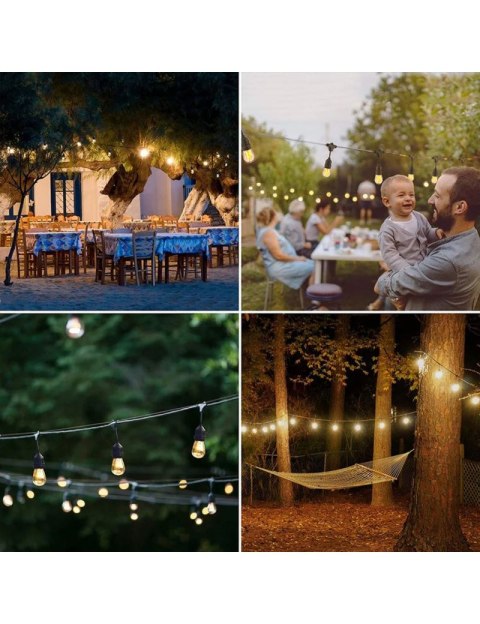 Girlanda Ogrodowa Świetlna 20M 20X Żarówka LED Śieciowa Wodoszczelna
