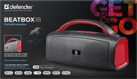 GŁOŚNIK DEFENDER BEATBOX 18 BLUETOOTH 20W