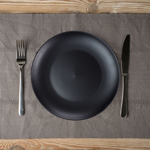 Talerz Obiadowy Płytki Kamionka Czarna NAVA SOHO 26,5 cm Zmywarka