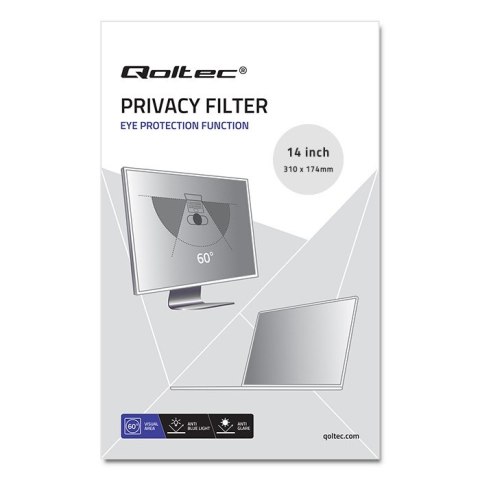 Qoltec Filtr prywatyzujący RODO 14" | 16:9