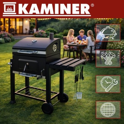 Grill ogrodowy z pokrywą 114x67x120cm Kaminer