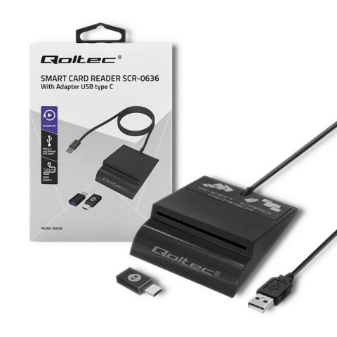 Czytnik kart chipowych ID Qoltec SCR-0636 | USB typu C Czytnik kart chipowych ID Qoltec SCR-0636 | USB typu C