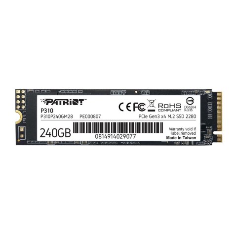 Dysk SSD Patriot P310 240GB M.2 2280 PCle NVMe (1700/1000 MB/s) Dysk SSD Patriot P310 240GB M.2 2280 PCle NVMe (1700/1000 MB/s)