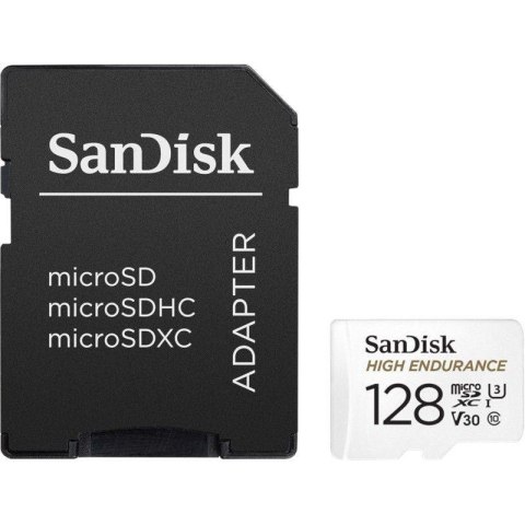 Karta pamięci MicroSDXC SanDisk High Endurance 128GB 100/40 MB/s A1 Class 10 V30 UHS-I U3 + adapter Karta pamięci MicroSDXC SanDisk High Endurance 128GB 100/40 MB/s A1 Class 10 V30 UHS-I U3 + adapter