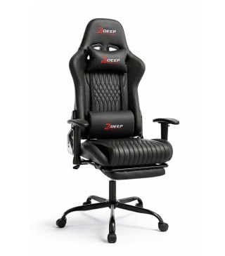 Ergonomiczny fotel gamingowy czarny z podnóżkiem i regulacją wysokości - fotel dla gracza do biura i pokoju