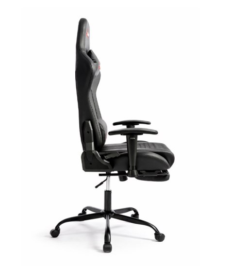 Ergonomiczny fotel gamingowy czarny z podnóżkiem i regulacją wysokości - fotel dla gracza do biura i pokoju