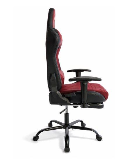 Ergonomiczny fotel gamingowy czerwony z podnóżkiem i regulacją wysokości - fotel dla gracza do biura i pokoju