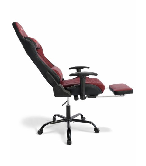 Ergonomiczny fotel gamingowy czerwony z podnóżkiem i regulacją wysokości - fotel dla gracza do biura i pokoju