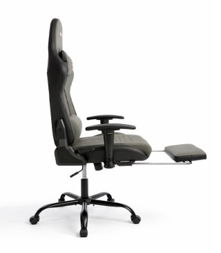 Ergonomiczny fotel gamingowy szary z podnóżkiem i regulacją wysokości - fotel dla gracza do biura i pokoju