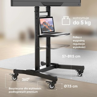 Mobilny stojak do TV 50" - 90" do 90 kg ONKRON TS1891 Czarny