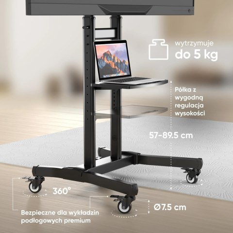 Mobilny stojak do TV 50" - 90" do 90 kg ONKRON TS1891 Czarny