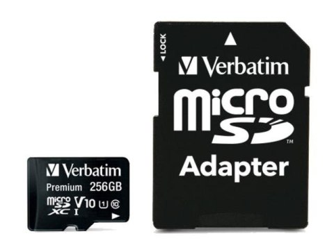 Karta pamięci Micro SDXC Verbatim 256GB Class 10 UHS-1 + adapter SD Karta pamięci Micro SDXC Verbatim 256GB Class 10 UHS-1 + adapter SD